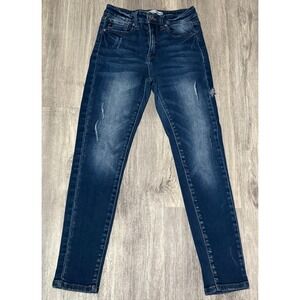 KanCan Distressed Skinny Jeans Dark Wash Denim Juniors Size 25